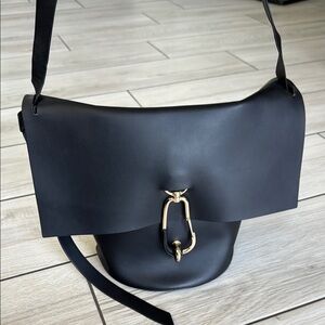 ZAC Zac Posen Black and Gold Shoulder Bag with Sleek Design